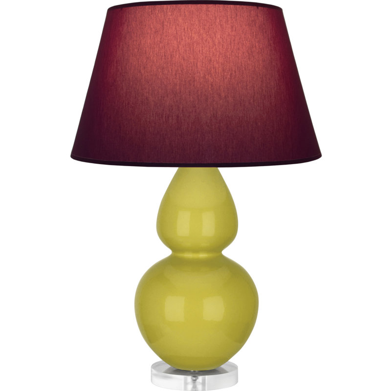 Double Gourd Table Lamp, Navy/Gray, Daisy Glazed/Silver