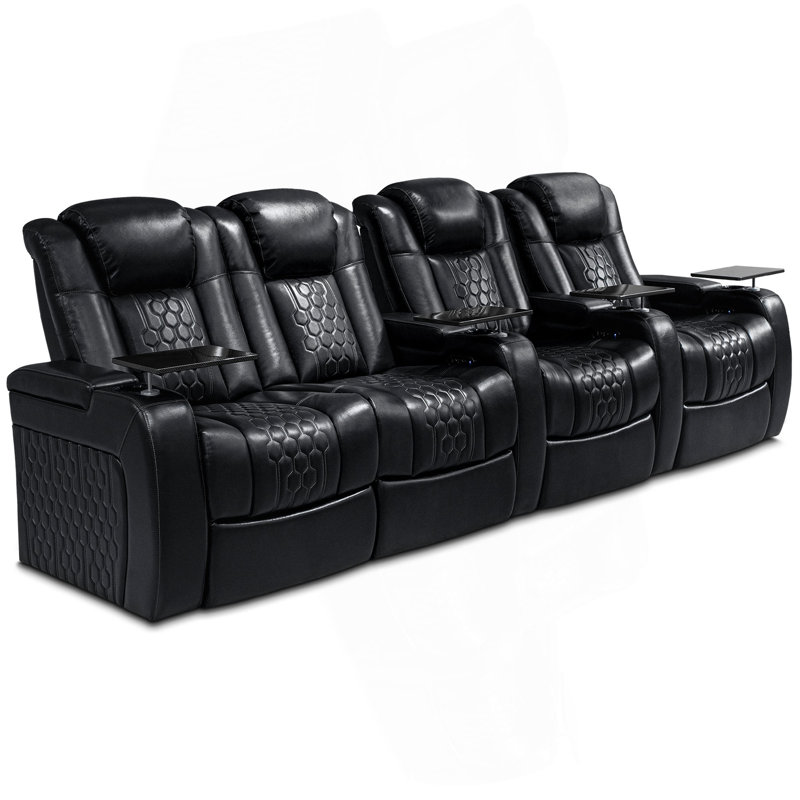 Fauteuil inclinable électrique de 124,4 po pour 4 personnes avec nappa de grain supérieur, relaxation entièrement réglable, charge intelligente, éclairage DEL RVB dynamique
