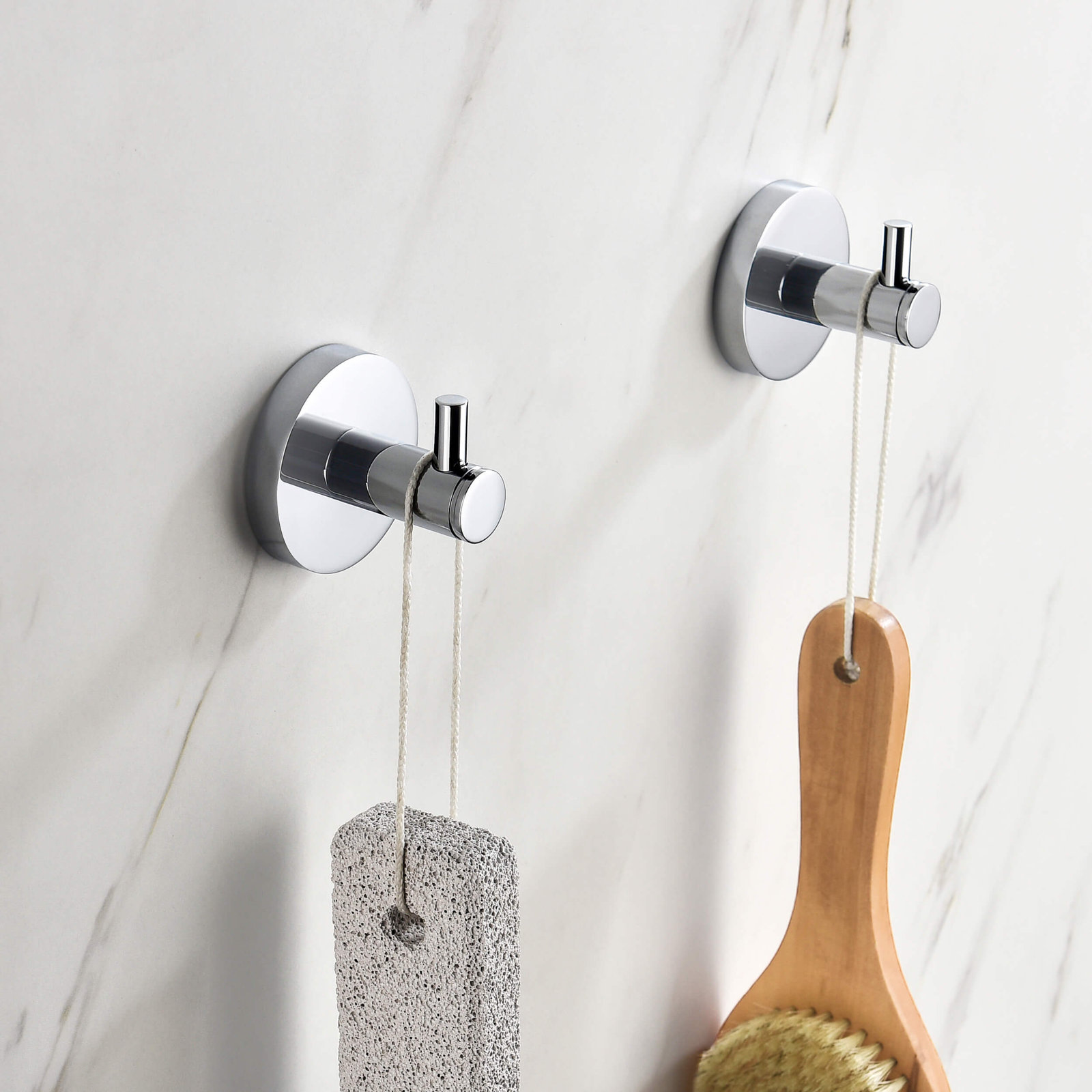 Circular Single Wall-Mounted Robe Hook, Chrome