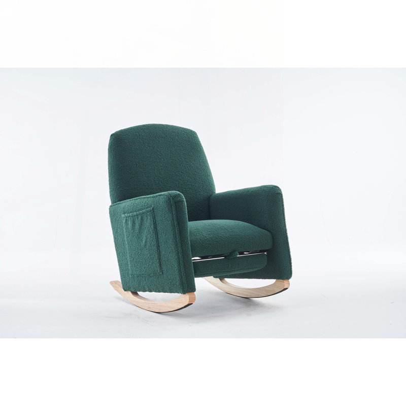 Chaise berçante en tissu avec repose-pieds réglable, Ours en peluche vert