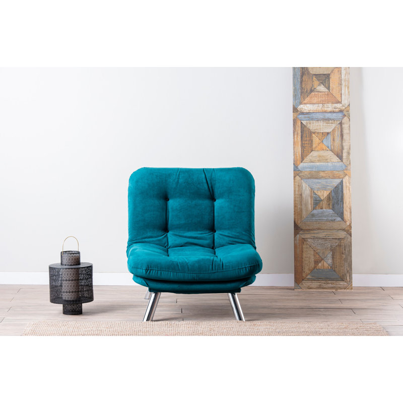 Fauteuil convertible capitonné l 34,65 po, Microfibre vert pétrole