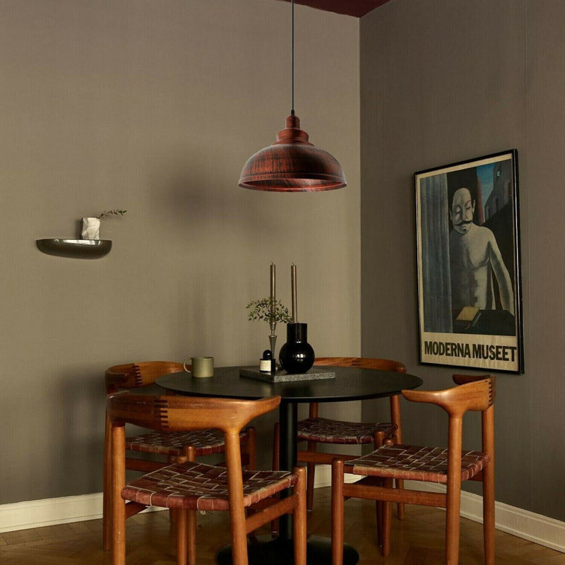 Trabelsi 17cm H Metal Dome Lamp Shade, Rustic Red