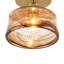 Vintage 1-Light Smoke Amber Glass Drum Mini Semi Flush Ceiling Light