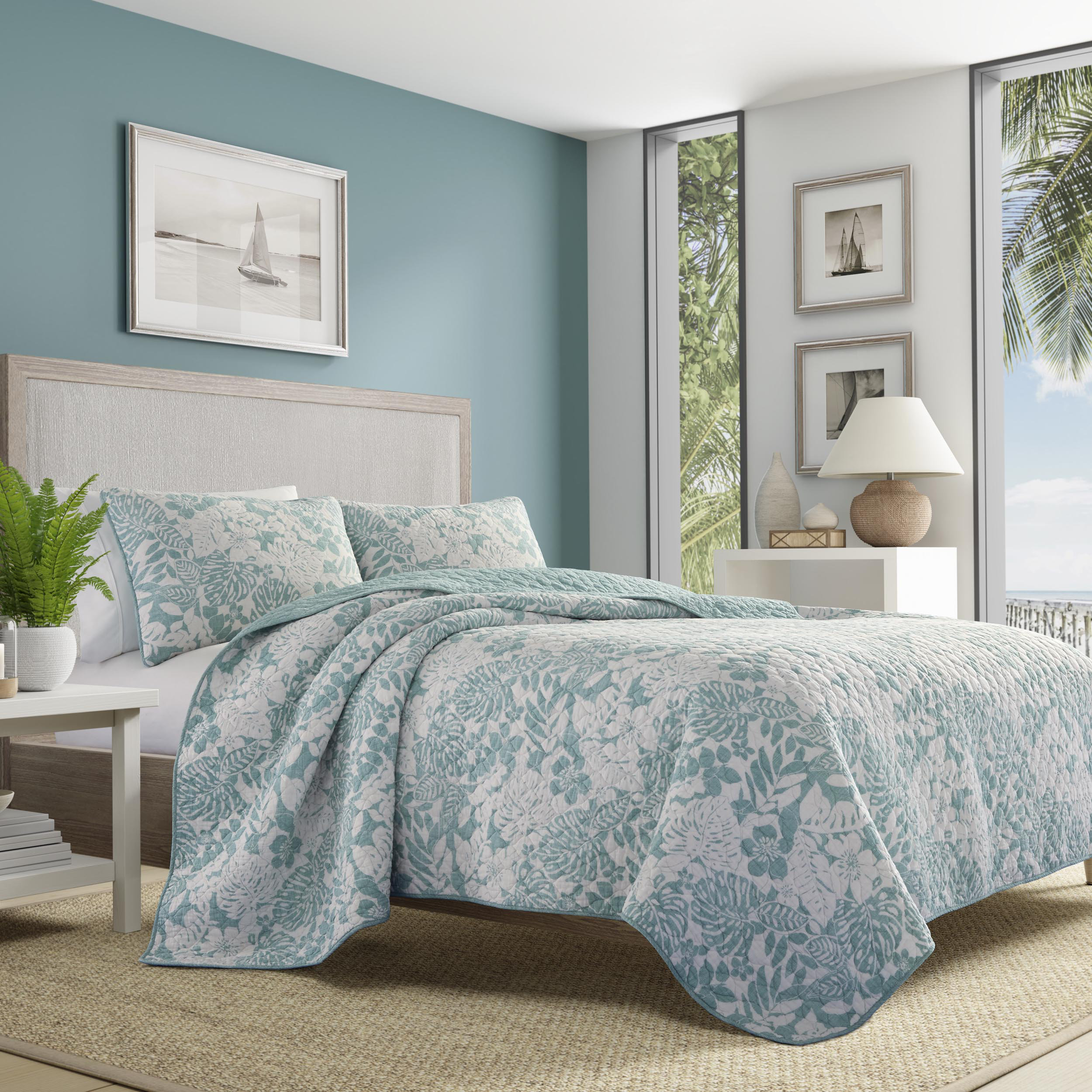 Tommy Bahama Home Tommy Bahama Laguna Beach Blue Cotton Reversible Quilt  Set Reviews Wayfair