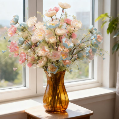 10 Pieces Artificial Azalea Flower Bouquet, 22 Inch Simulated Silk Flower Greenery, Home Garden Kitchen Office Table Vase Decorative Flower, Mixed Color