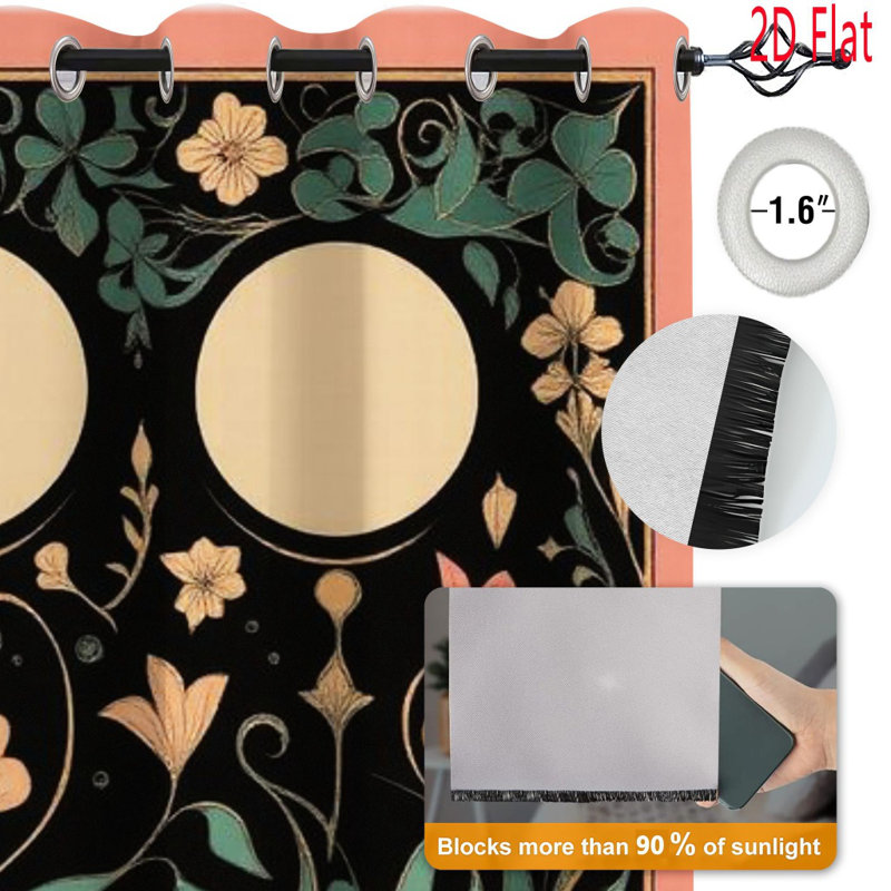 2 pièces à motif botanique artistique avec œillets, rideaux occultants à motif floral et à feuilles pour fenêtre de salon, cuisine, bureau à domicile, décor