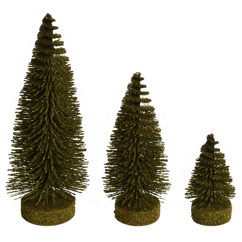 The Holiday Aisle® 3"-5"-7" Green Oval Pine Artificial Christmas Tree, Set of 3