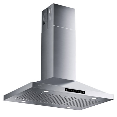 VIKIO 36" 600 CFM Convertible Island Range Hood With LEDS, Charcoal Filter And Gesture Control