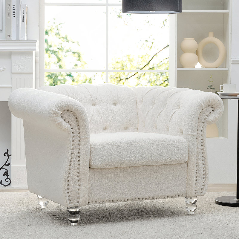 Dushyant Upholstered Armchair, Clear, White Boucle Duplicate