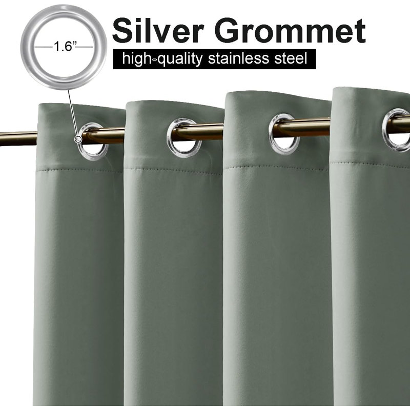 Blackout Outdoor Curtains for Patio Waterproof Top & Bottom Grommet Privacy Drapes, Set of 2, 52" W x 84" L, Sage Green