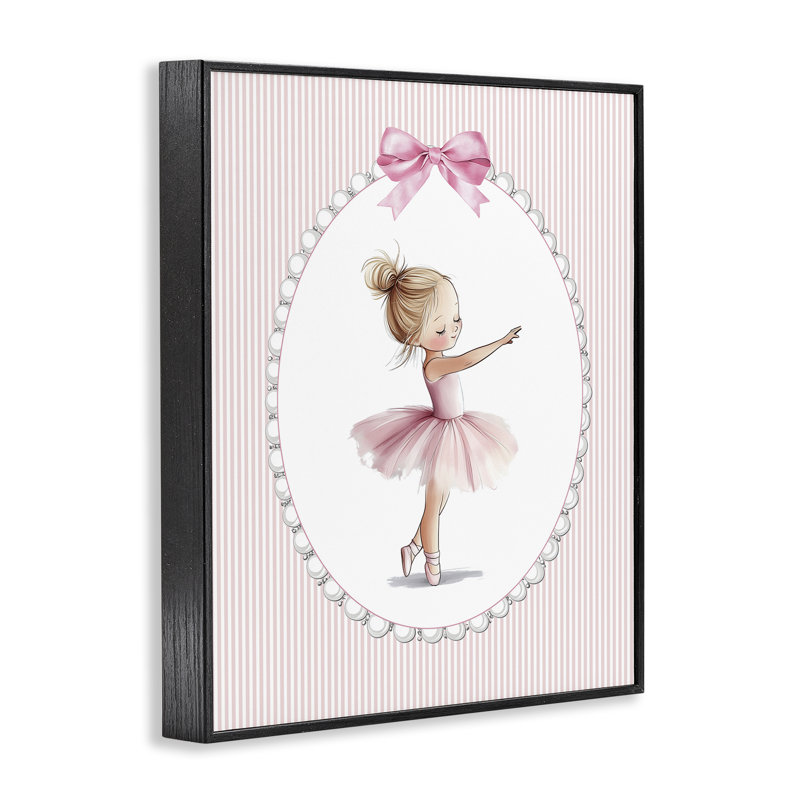 «Blush Pink Ballerina», estampe numérique, design par Christine Simpson Art, Giclée noire de minuit encadrée