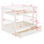 Structure de lit superposé en bois massif avec tiroirs de rangement, garde-corps et échelle intégrée-229433600-229433601