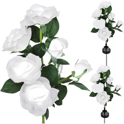 Paquet de 2 lumières solaires roses pour l'extérieur avec 14 fleurs roses, éclairage solaire pour la cour