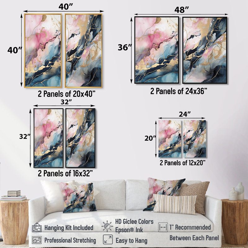 Exploration des profondeurs de la géode bleue I - impressions d'art moderne rose sur toile, H 32 po x l 32 po, Brun