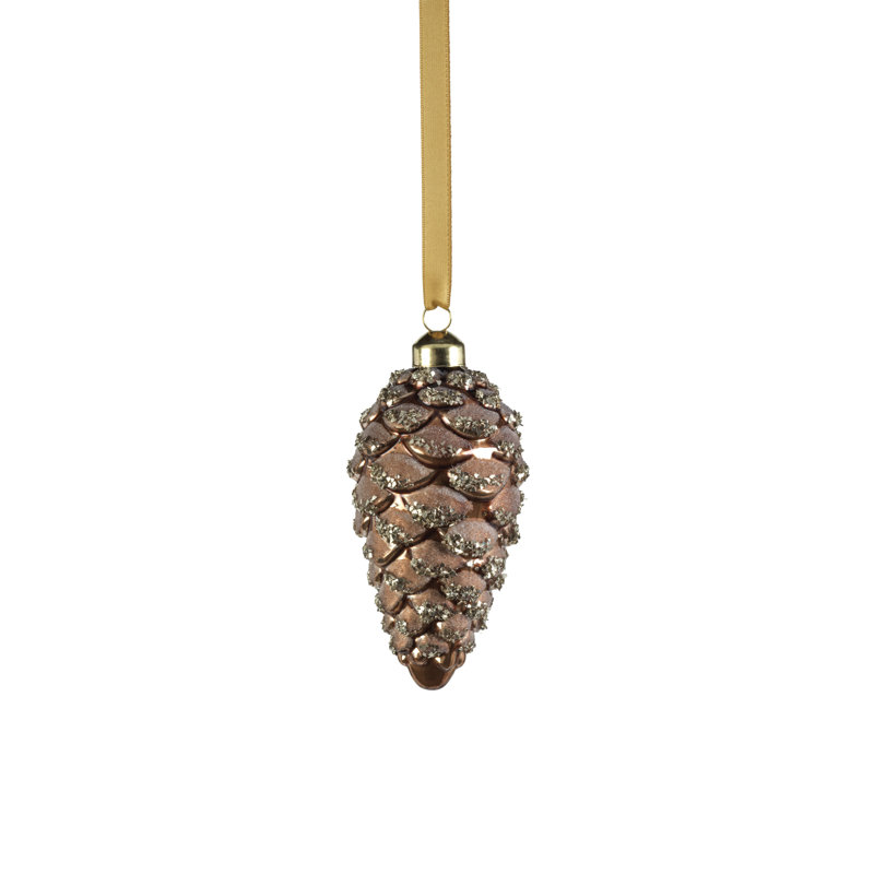 Ornements suspendus en forme de pomme de pin argentée, ensemble de 12, Brun