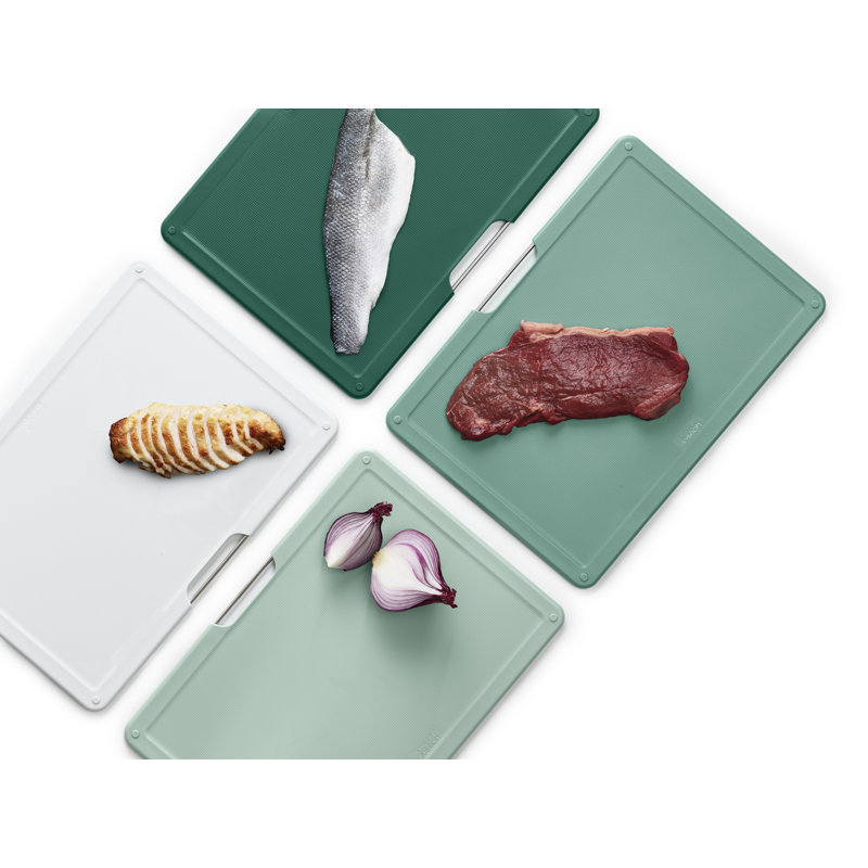 Sage Green Flexible Plastic Rectangular Cutting Board Set with Storage Case