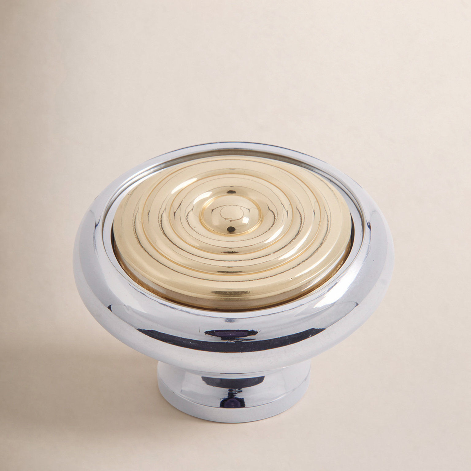 CK Series Two-Tone Riveted Cabinet Knob, Polished Chrome/Brass