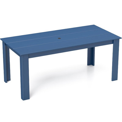 Table de salle à manger d'extérieur 67 po en PEHD avec trou pour parasol