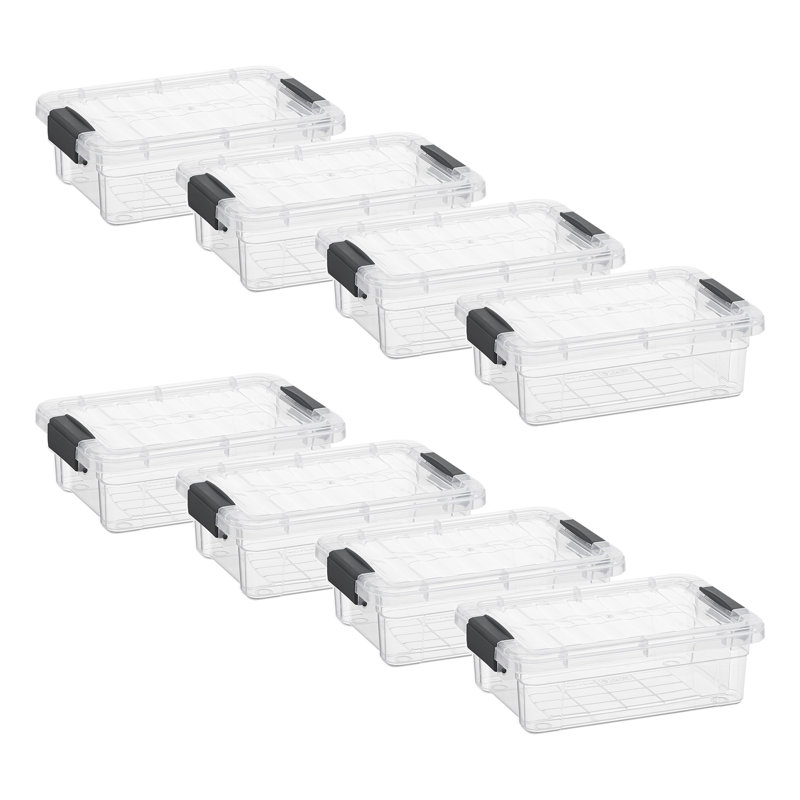  Mini Clear Storage Bin with Lid, 1.27 Qt. Plastic Organizing Storage Box for Home, 8 Pack