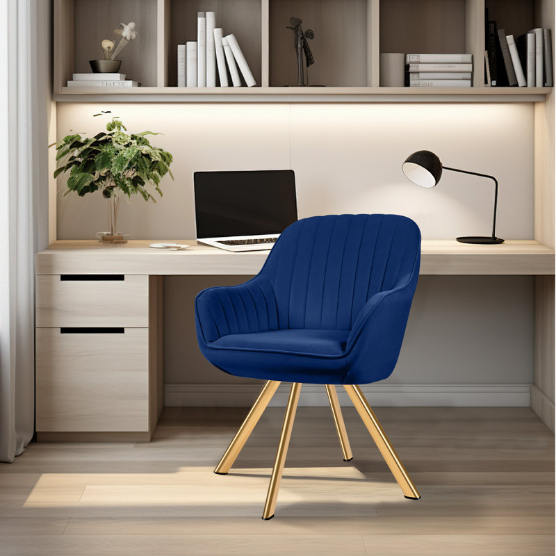Fauteuil d'appoint pivotant de 24,4 po Rhudie, Tissu marine