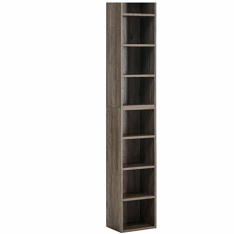 8-Tier Media Tower Rack, Slim Storage Cabinet with Adjustable Shelves, Tall Narrow Bookcase Display Bookshelf, Multi-functional double-decker bookcase