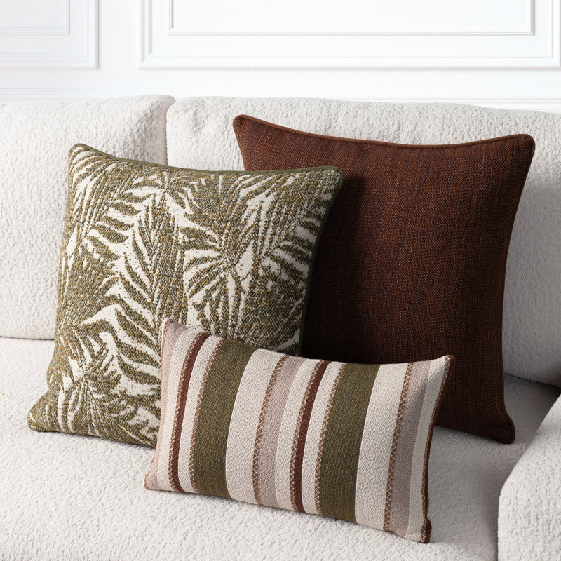 Ember Weave Earth-Toned Dimensional Indoor & Outdoor Woven Accent Pillow & Insert, Square 22"