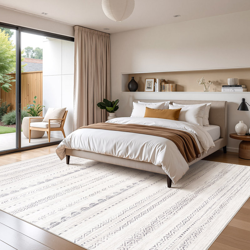 Modern Geometric Area Rug Moroccan Washable Low Pile Carpet Non-Slip Abstract Pattern Soft Floor Mat, Rectangle 8' x 10'