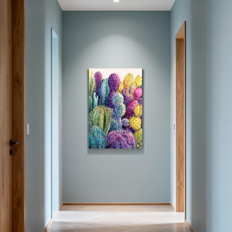 Plantes et fleurs, impression de jardin de cactus colorés, H 28 po x l 40 po