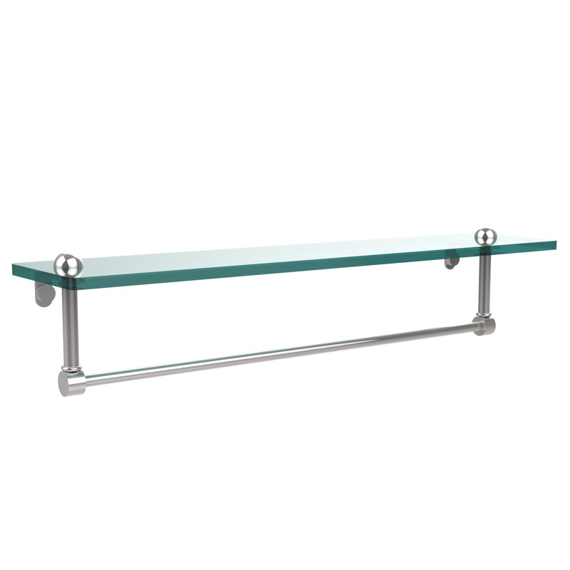 Gober Bracket Shelf with Towel Bar, 22", Polished Chrome