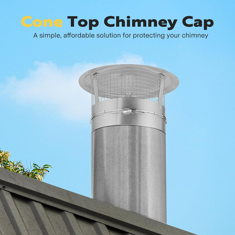 Chapeau de cheminée avec écran Cone Top, H 9,85 po x l 15,75 po x P 15,75 po