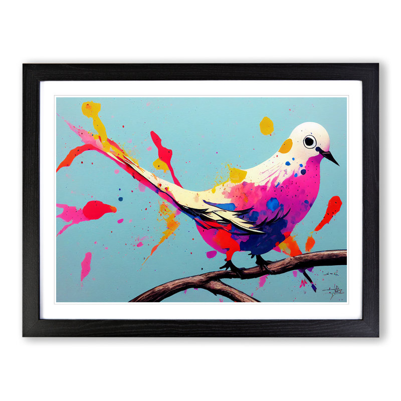 Dove Bird Splash Vol.1 Abstract - Single Picture Frame Painting, Black Framed, 34cm H x 46cm W x 2cm D