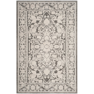Calidia Oriental Dark Gray/Cream Area Rug