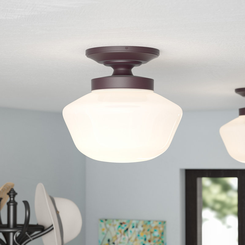 Chapp Glass Semi Flush Mount, Brushed Bronze