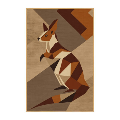 Machine Washable Ozgur Numbat Modern Geometric Rug in Brown – LightBrown Binding