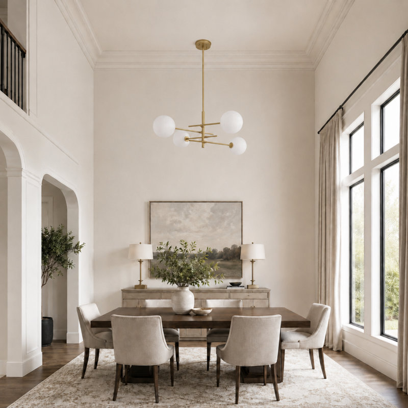 Bolten 4 - Light Steel Dimmable dining room gold chandelier, Brass Glitter/Moon Brass, Frosted