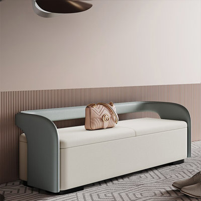 Banc de rangement rembourré en similicuir Ousman