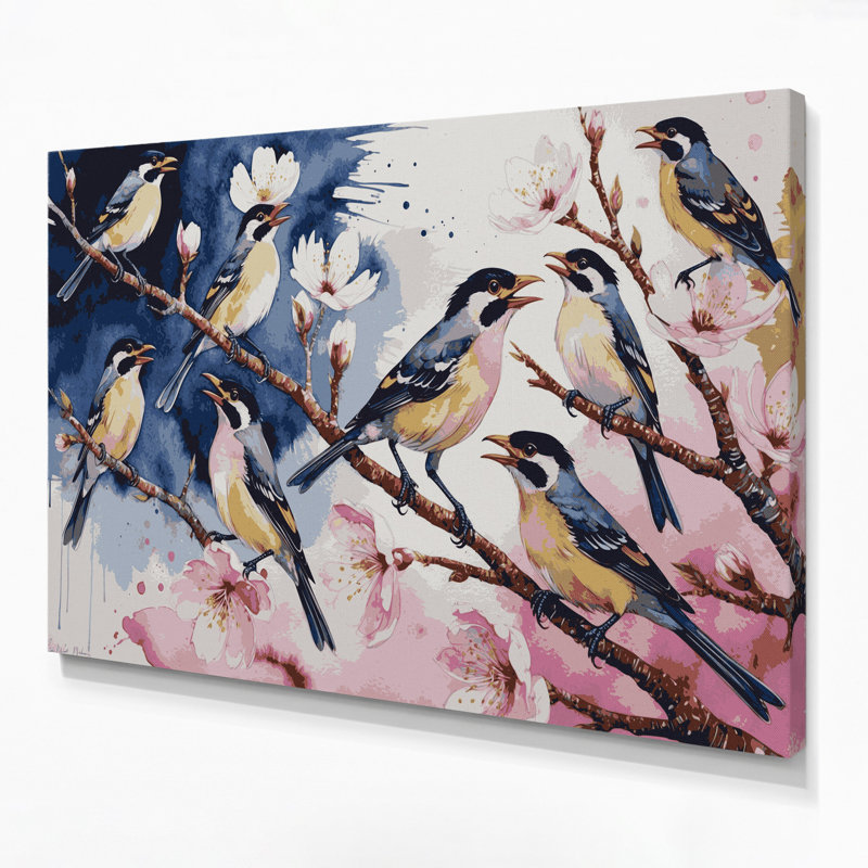 «Birds Common Myna Gray», art mural sur toile, H 16 po x l 20 po