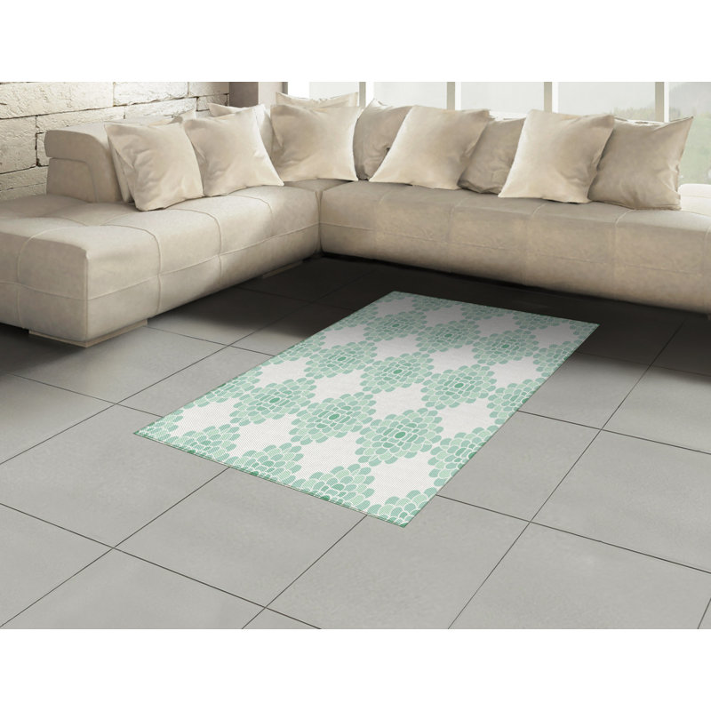 Tapis décoratif à longues fibres en polyester Aqua, Rectangle— 4 pi x 5 pi 8 po