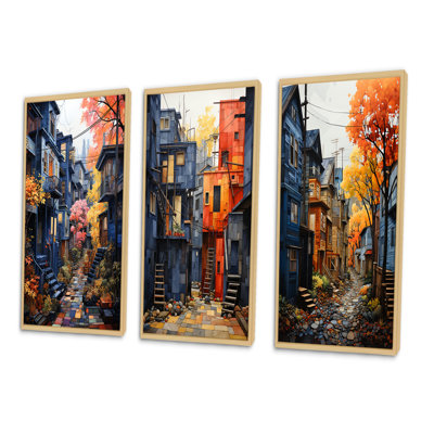 " Cityscape Alleyway Patchwork " 3 - Pieces