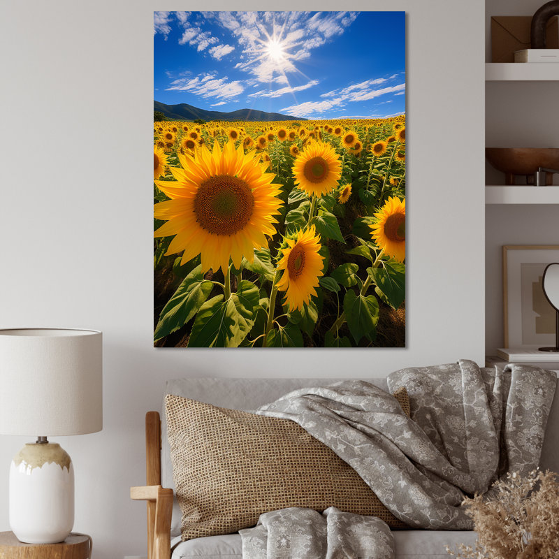 Espagne, champ de tournesols, chaleur de l'intérieur III sur toile, H 20 po x l 12 po x P 1 po, Toile tendue