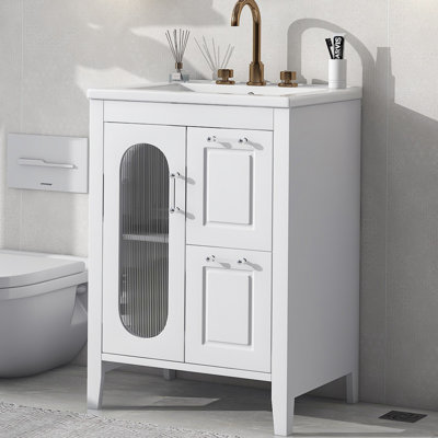 Ramson 24'' Free Standing Single Bathroom Vanity with Ceramic Top