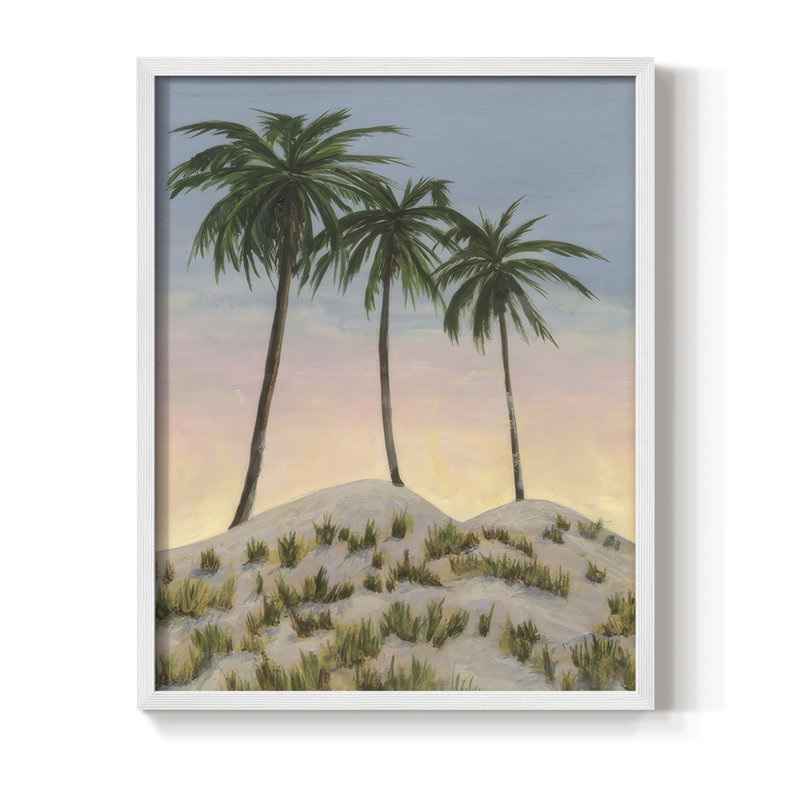Sunrise Palms II, reproduction encadrée - bois massif, H 30 po x l 24 po, Blanc