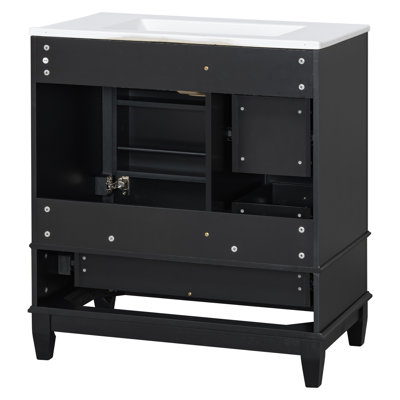 Meuble-lavabo 30 po avec lavabo, une porte avec tablette et trois tiroirs, porte à fermeture en douceur