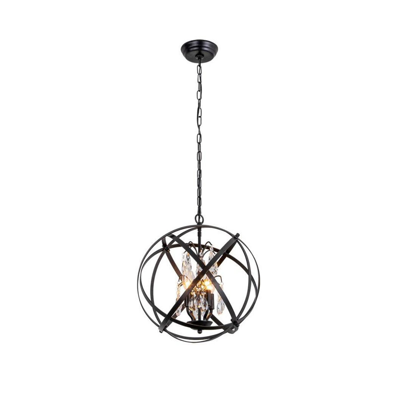 Rappaport 17" W 4-Light Dimmable Sphere Chandelier, Black