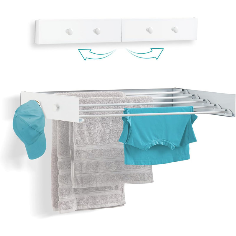  Séchoir à vêtements mural rétractable - Séchoir à linge pliable 40 "pour vêtements, H 4,13 po x l 40 po x P 19,7 po