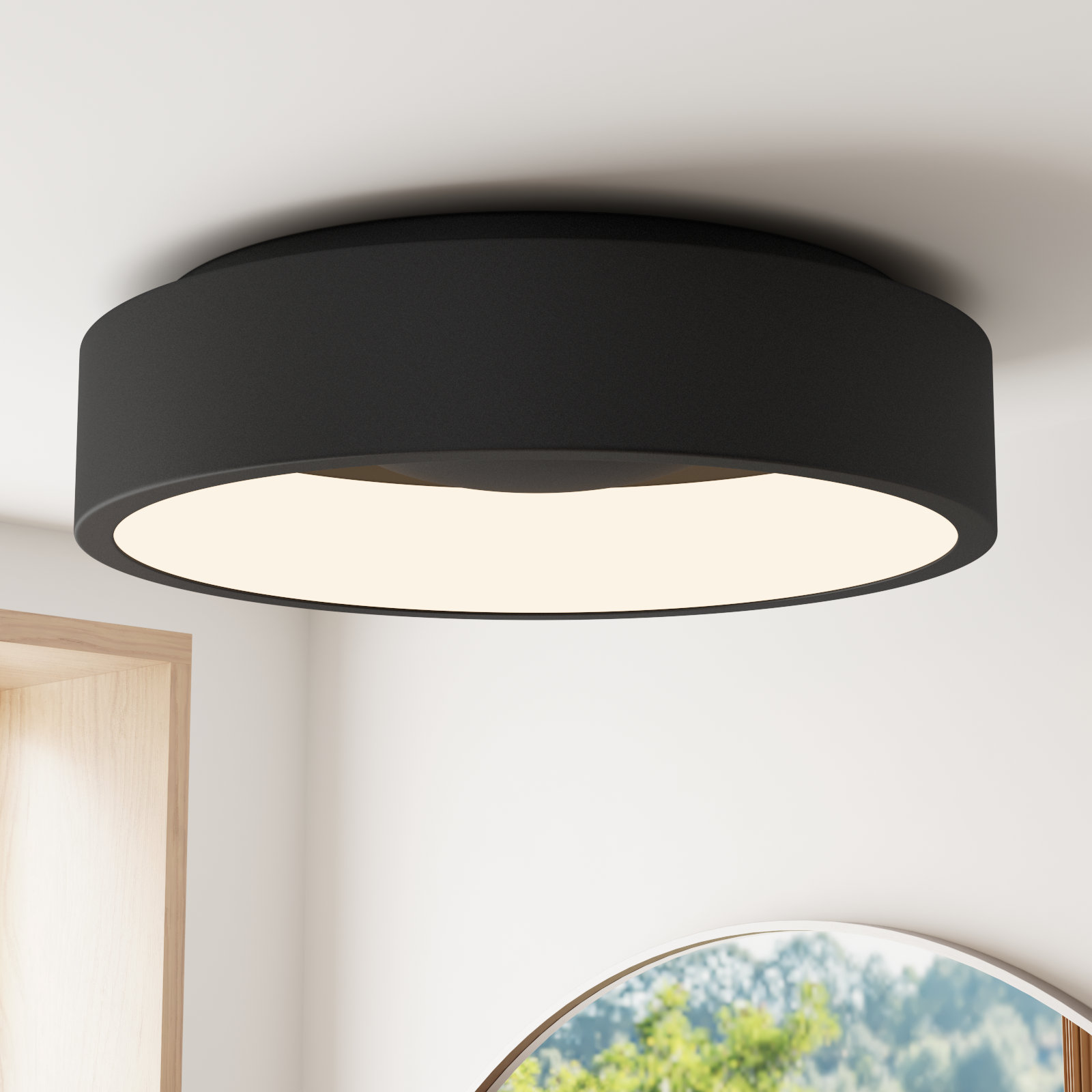 Lucien 1 - Light LED Flush Mount, Black, 6'' H x 23.5'' W x 23.5'' D