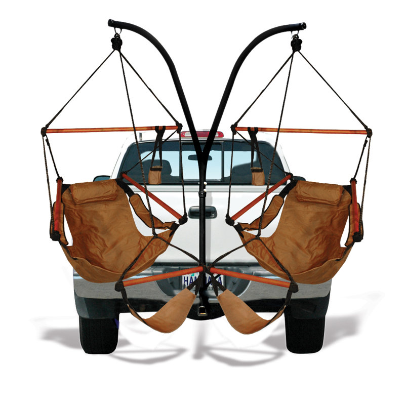 Trailer Hitch Stand 1 Person Chair Hammock, Natural Tan, Wood