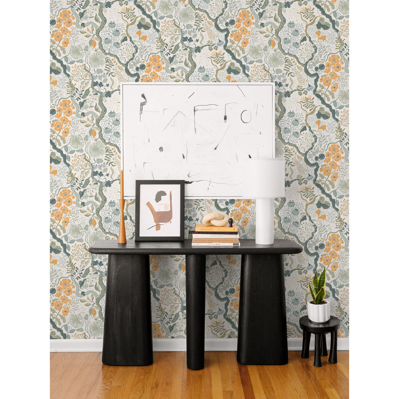Rouleau de papier peint L 33 pi x l 20,9 po Tague, Turquoise
