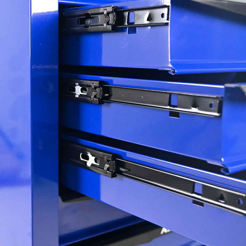 7 Drawers, Metal Tool Cart, Wheels, Stainless Steel Roof, Workshop Warehouse, 4" , Parking Brake, - Bearing Drawer Slides, Locking Feature Multifunctional, Rolling Garage Workshop, Key System