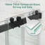 Porte de douche coulissante double sans cadre de 56 à 60 po x H 76 po, cabine de douche à fermeture en douceur noir mat avec verre de sécurité trempé facile à nettoyer de 3/8 po (10 mm)-108742868